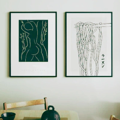 Kitchen Wall With Minimalist Line Art